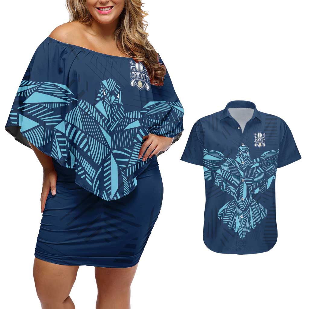 Custom Derbyshire Cricket Spirit Couples Matching Off Shoulder Short Dress and Hawaiian Shirt Derbyshire Falcons Sporty Style - Wonder Print Shop