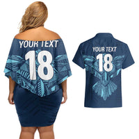 Custom Derbyshire Cricket Spirit Couples Matching Off Shoulder Short Dress and Hawaiian Shirt Derbyshire Falcons Sporty Style - Wonder Print Shop
