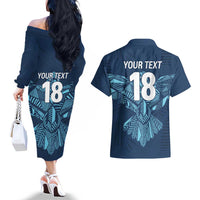 Custom Derbyshire Cricket Spirit Couples Matching Off The Shoulder Long Sleeve Dress and Hawaiian Shirt Derbyshire Falcons Sporty Style - Wonder Print Shop