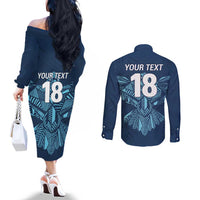 Custom Derbyshire Cricket Spirit Couples Matching Off The Shoulder Long Sleeve Dress and Long Sleeve Button Shirt Derbyshire Falcons Sporty Style - Wonder Print Shop