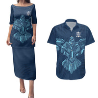 Custom Derbyshire Cricket Spirit Couples Matching Puletasi and Hawaiian Shirt Derbyshire Falcons Sporty Style - Wonder Print Shop