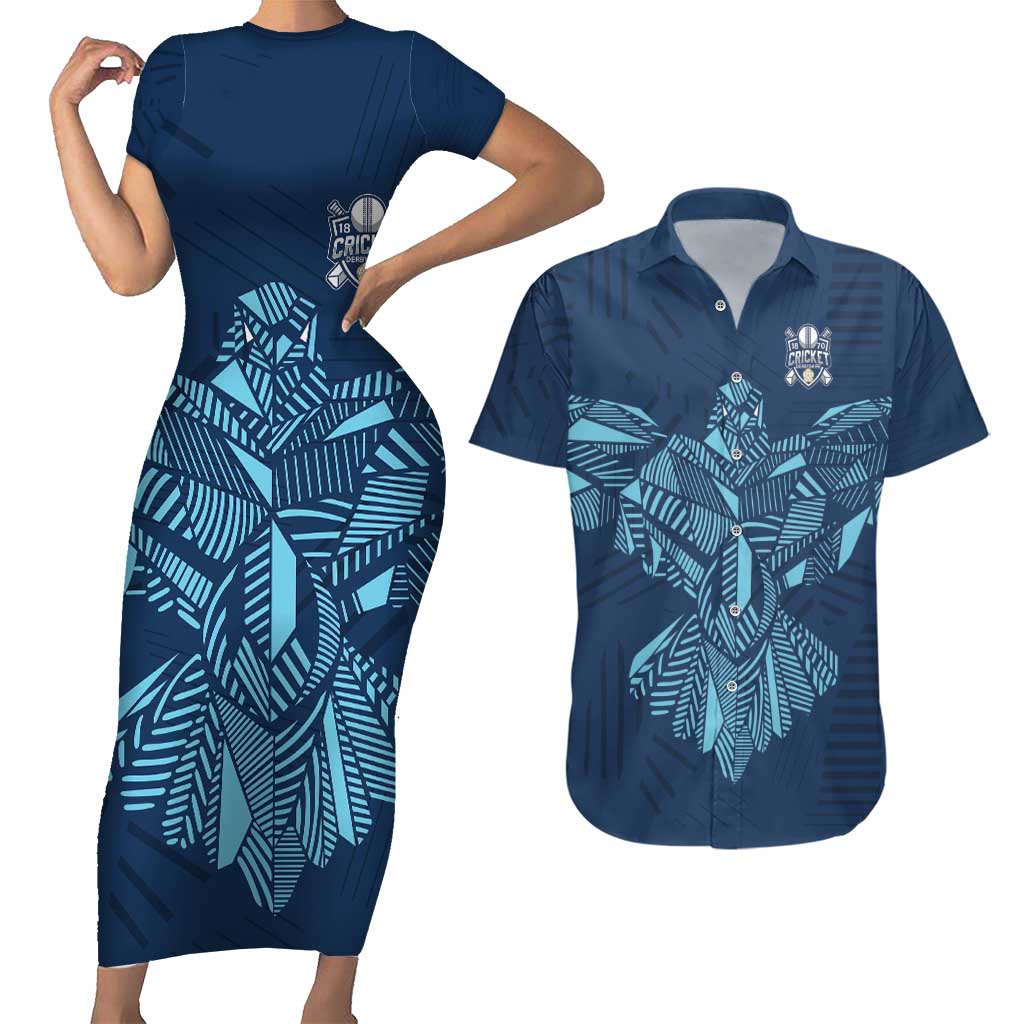 Custom Derbyshire Cricket Spirit Couples Matching Short Sleeve Bodycon Dress and Hawaiian Shirt Derbyshire Falcons Sporty Style - Wonder Print Shop