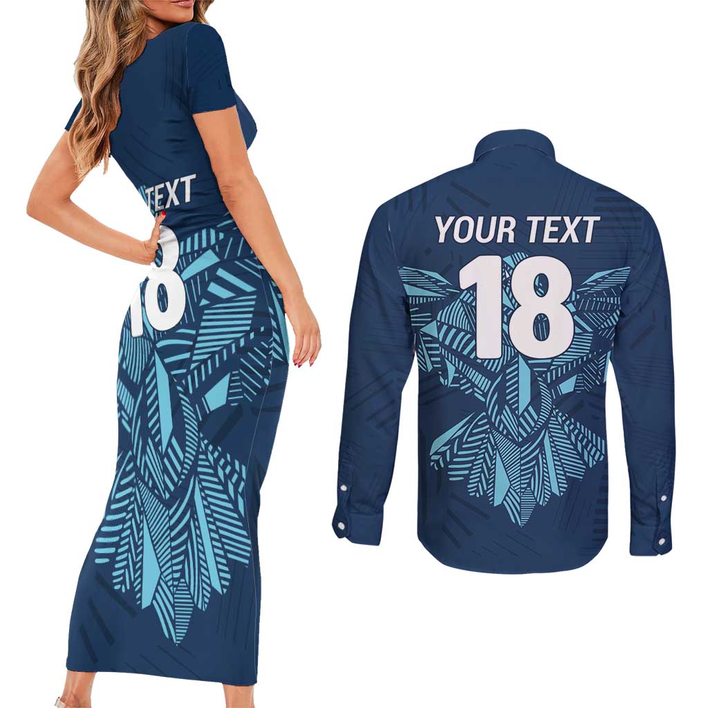 Custom Derbyshire Cricket Spirit Couples Matching Short Sleeve Bodycon Dress and Long Sleeve Button Shirt Derbyshire Falcons Sporty Style - Wonder Print Shop