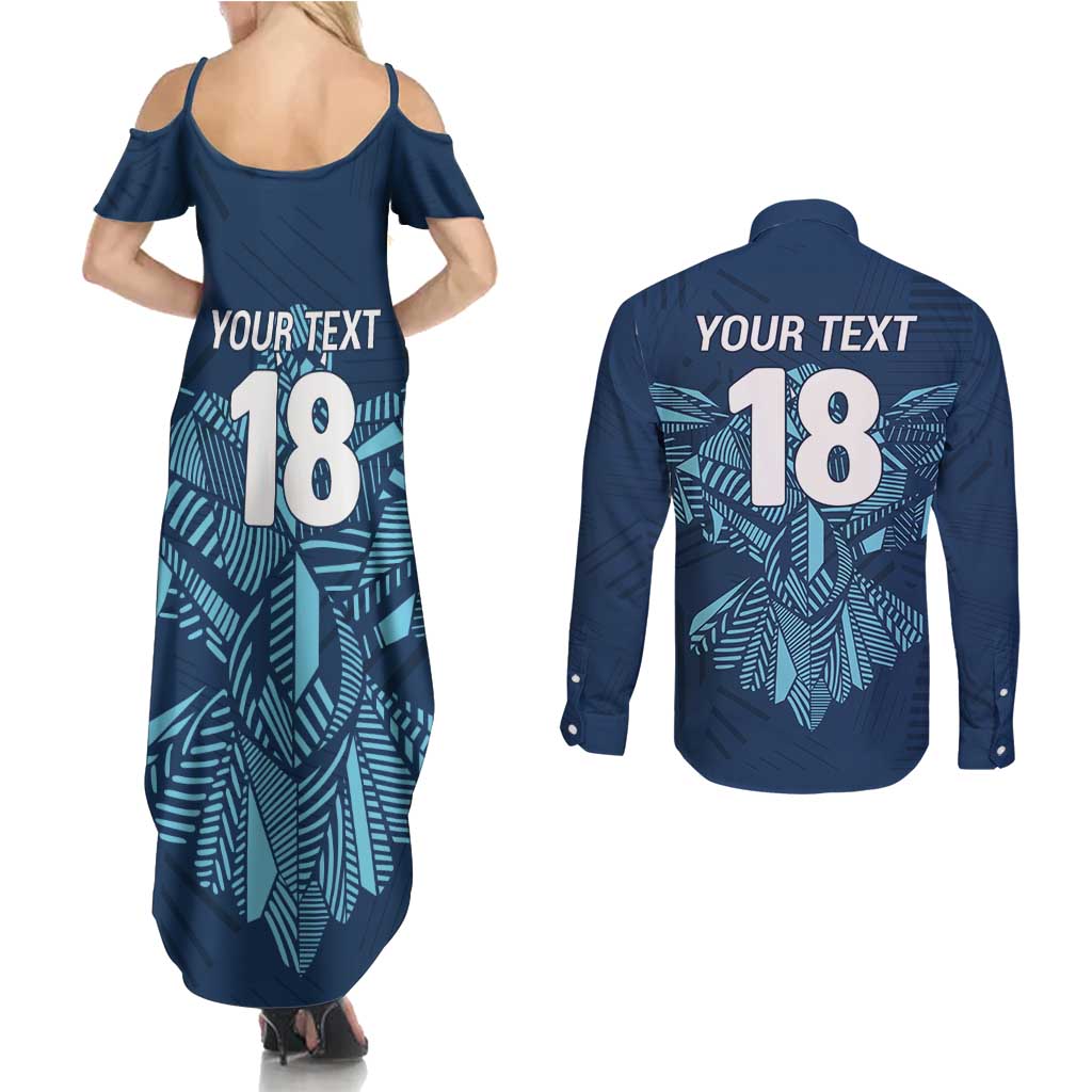 Custom Derbyshire Cricket Spirit Couples Matching Summer Maxi Dress and Long Sleeve Button Shirt Derbyshire Falcons Sporty Style - Wonder Print Shop