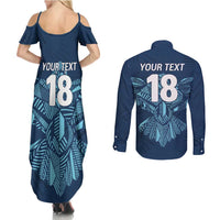 Custom Derbyshire Cricket Spirit Couples Matching Summer Maxi Dress and Long Sleeve Button Shirt Derbyshire Falcons Sporty Style - Wonder Print Shop