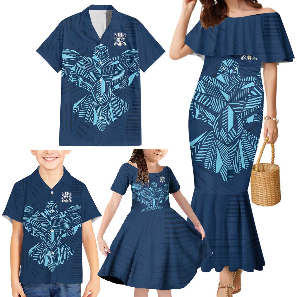 Custom Derbyshire Cricket Spirit Family Matching Mermaid Dress and Hawaiian Shirt Derbyshire Falcons Sporty Style - Wonder Print Shop