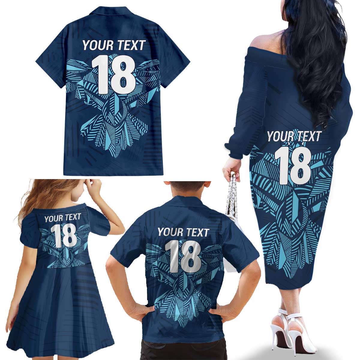 Custom Derbyshire Cricket Spirit Family Matching Off The Shoulder Long Sleeve Dress and Hawaiian Shirt Derbyshire Falcons Sporty Style - Wonder Print Shop