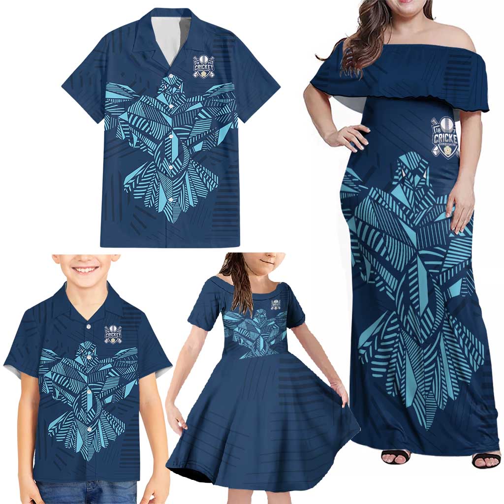 Custom Derbyshire Cricket Spirit Family Matching Off Shoulder Maxi Dress and Hawaiian Shirt Derbyshire Falcons Sporty Style - Wonder Print Shop