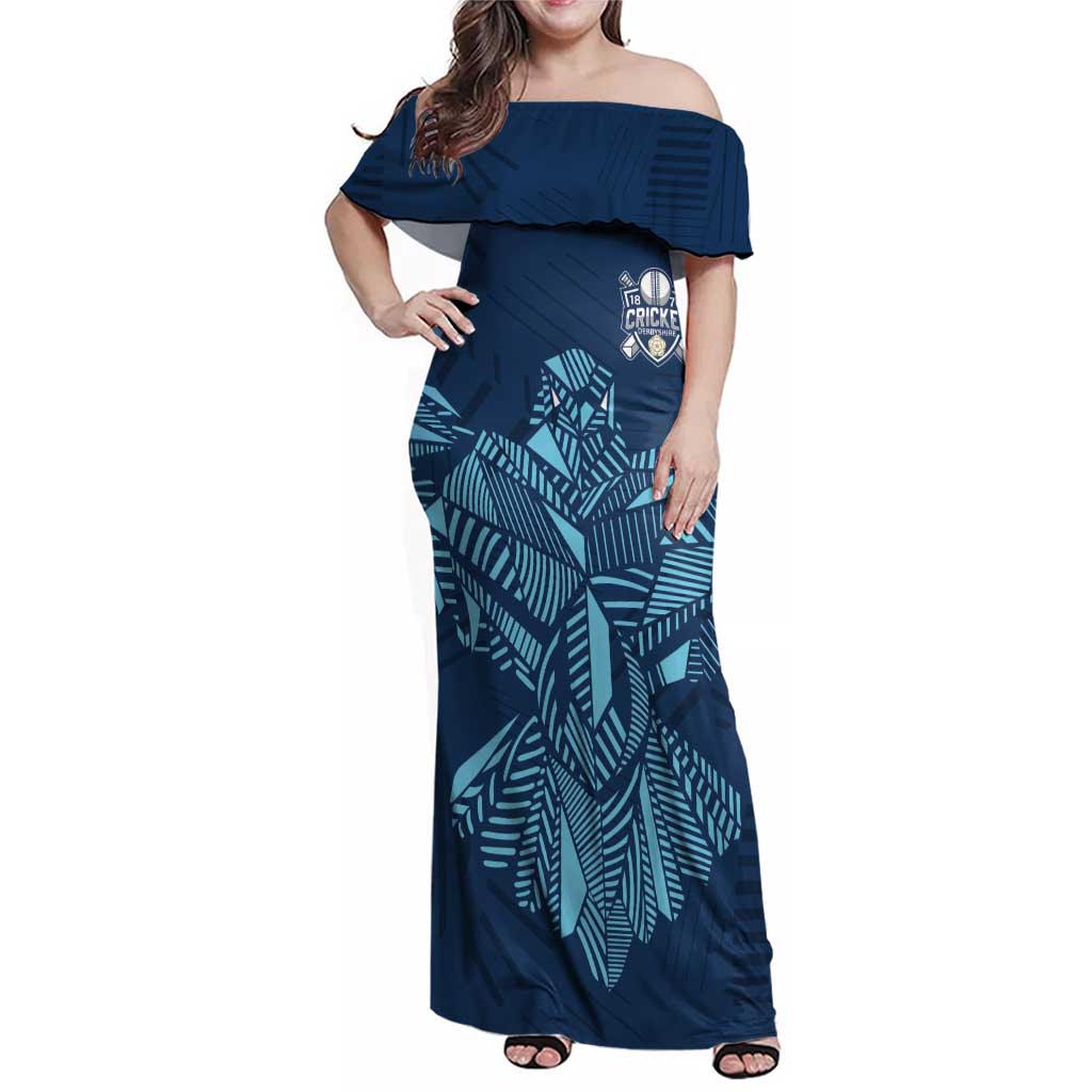 Custom Derbyshire Cricket Spirit Family Matching Off Shoulder Maxi Dress and Hawaiian Shirt Derbyshire Falcons Sporty Style - Wonder Print Shop