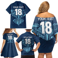 Custom Derbyshire Cricket Spirit Family Matching Off Shoulder Short Dress and Hawaiian Shirt Derbyshire Falcons Sporty Style - Wonder Print Shop
