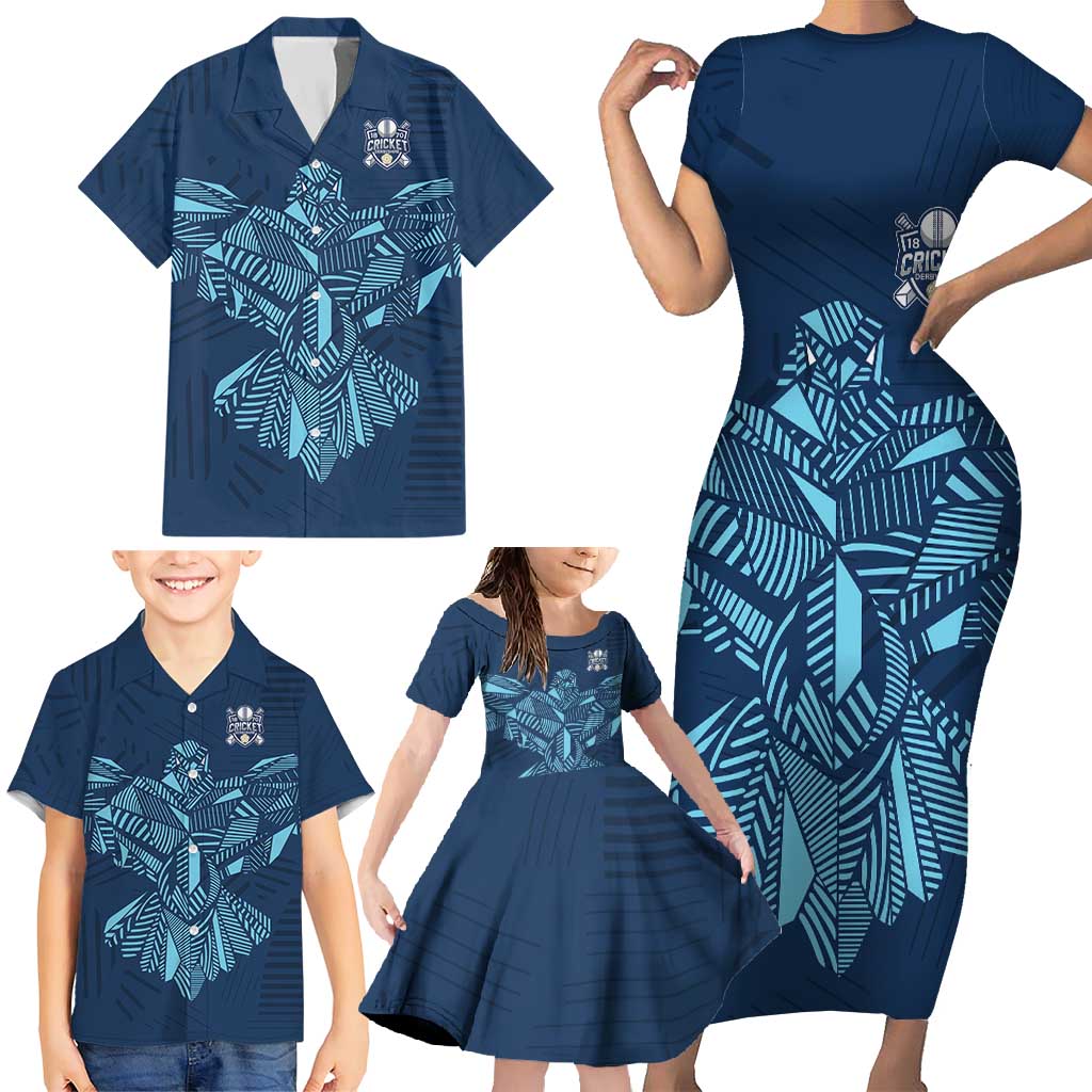 Custom Derbyshire Cricket Spirit Family Matching Short Sleeve Bodycon Dress and Hawaiian Shirt Derbyshire Falcons Sporty Style - Wonder Print Shop