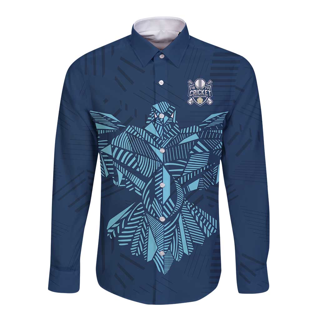 Custom Derbyshire Cricket Spirit Long Sleeve Button Shirt Derbyshire Falcons Sporty Style - Wonder Print Shop