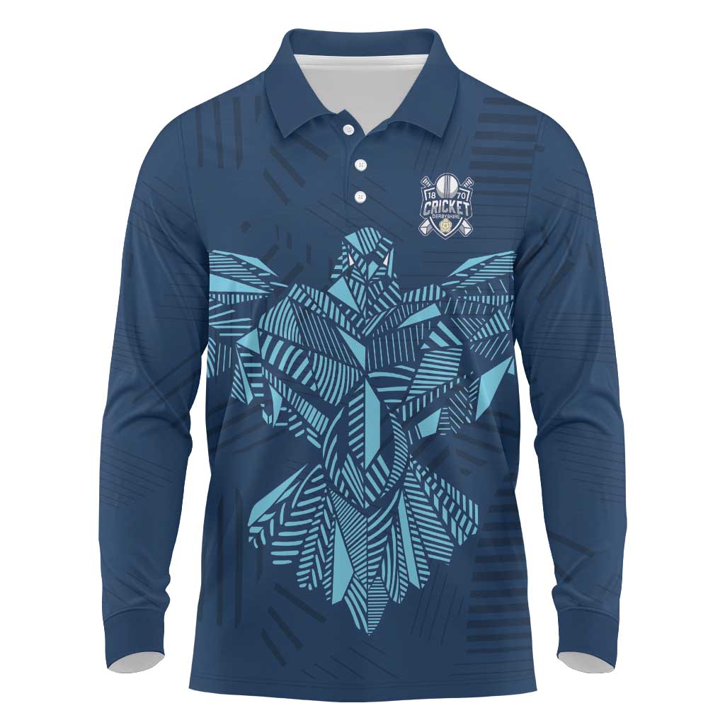 Custom Derbyshire Cricket Spirit Long Sleeve Polo Shirt Derbyshire Falcons Sporty Style - Wonder Print Shop