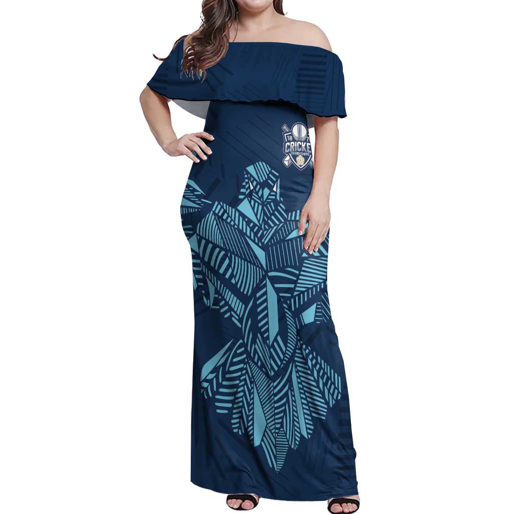 Custom Derbyshire Cricket Spirit Off Shoulder Maxi Dress Derbyshire Falcons Sporty Style - Wonder Print Shop