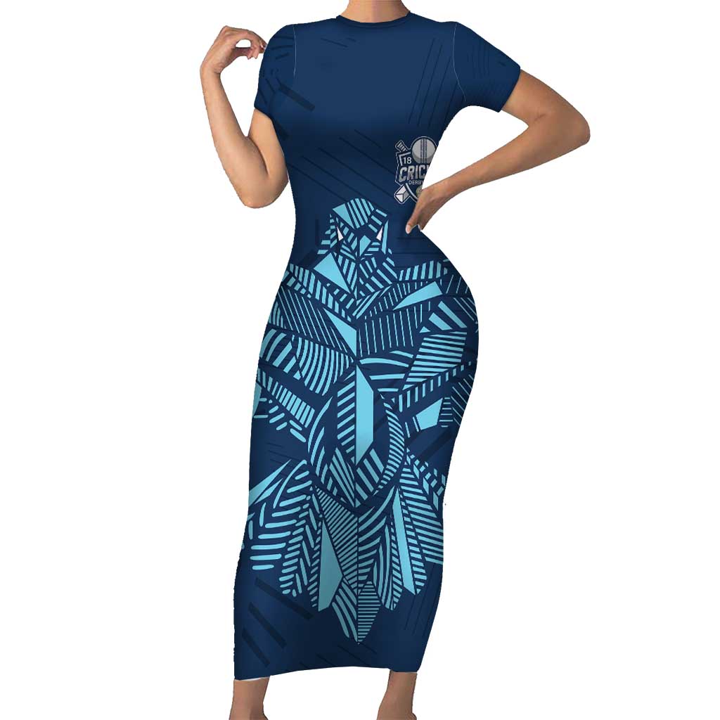 Custom Derbyshire Cricket Spirit Short Sleeve Bodycon Dress Derbyshire Falcons Sporty Style - Wonder Print Shop