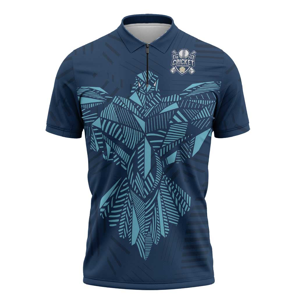 Custom Derbyshire Cricket Spirit Zipper Polo Shirt Derbyshire Falcons Sporty Style - Wonder Print Shop