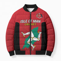 Custom Isle of Man Cricket Bomber Puffer Jacket Quocunque Jeceris Stabit - Wonder Print Shop