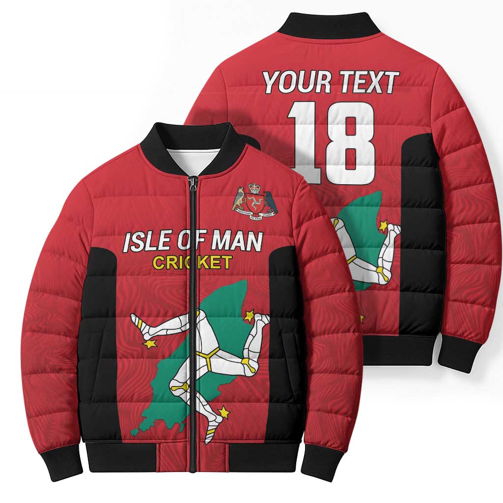 Custom Isle of Man Cricket Bomber Puffer Jacket Quocunque Jeceris Stabit - Wonder Print Shop