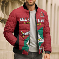 Custom Isle of Man Cricket Bomber Puffer Jacket Quocunque Jeceris Stabit - Wonder Print Shop