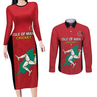 Custom Isle of Man Cricket Couples Matching Long Sleeve Bodycon Dress and Long Sleeve Button Shirt Quocunque Jeceris Stabit - Wonder Print Shop