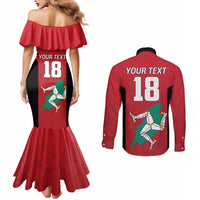 Custom Isle of Man Cricket Couples Matching Mermaid Dress and Long Sleeve Button Shirt Quocunque Jeceris Stabit - Wonder Print Shop