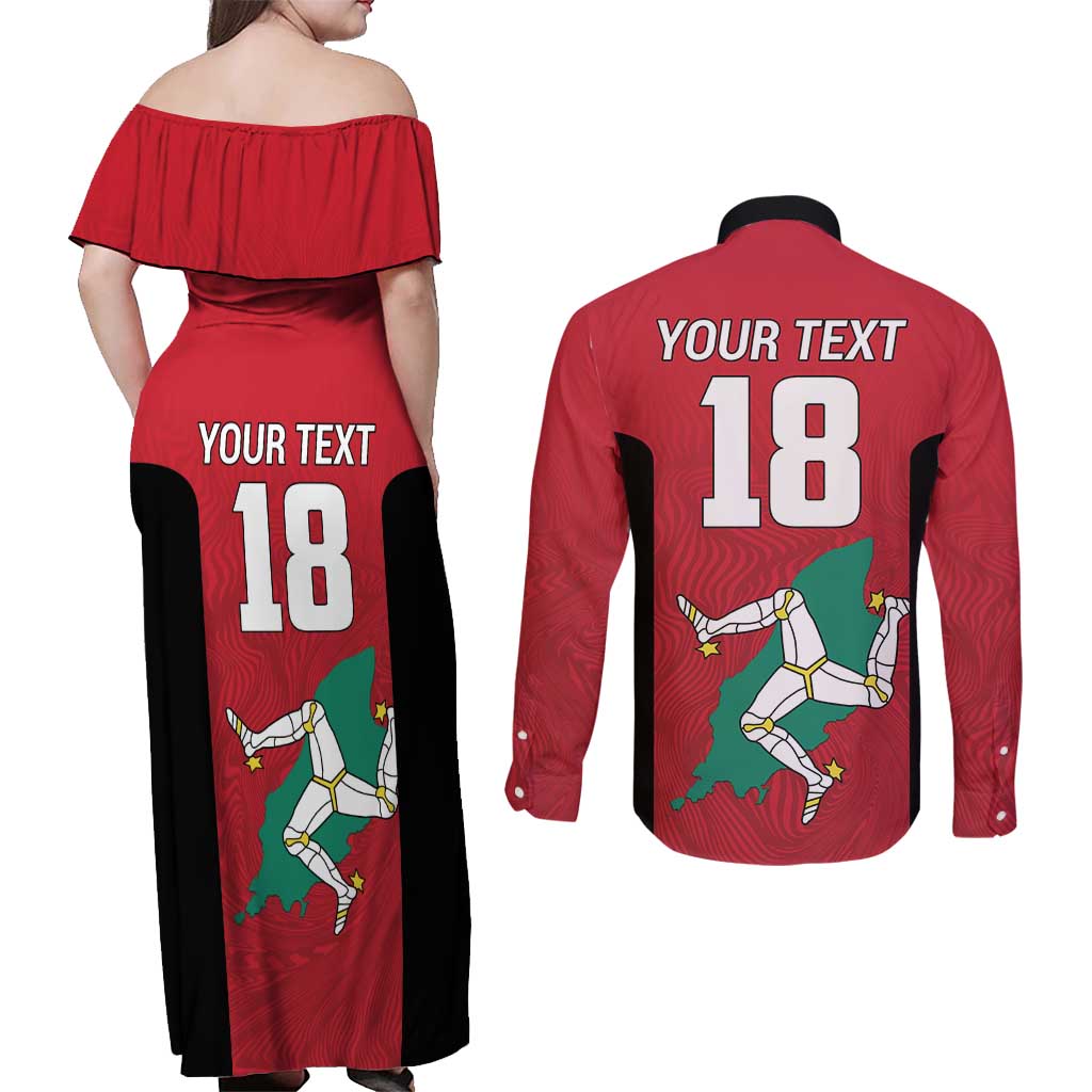Custom Isle of Man Cricket Couples Matching Off Shoulder Maxi Dress and Long Sleeve Button Shirt Quocunque Jeceris Stabit - Wonder Print Shop