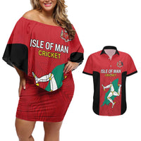 Custom Isle of Man Cricket Couples Matching Off Shoulder Short Dress and Hawaiian Shirt Quocunque Jeceris Stabit - Wonder Print Shop