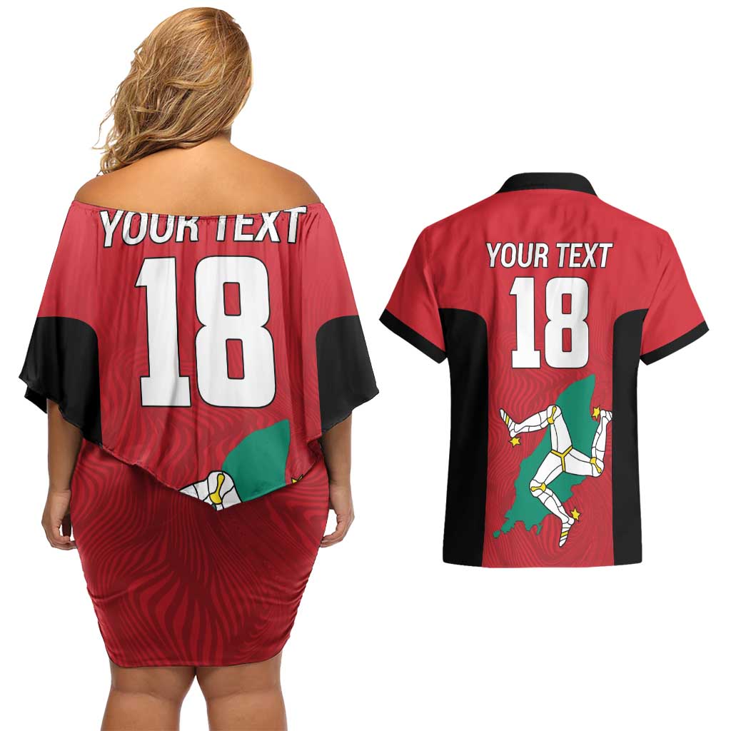 Custom Isle of Man Cricket Couples Matching Off Shoulder Short Dress and Hawaiian Shirt Quocunque Jeceris Stabit - Wonder Print Shop