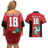 Custom Isle of Man Cricket Couples Matching Off Shoulder Short Dress and Hawaiian Shirt Quocunque Jeceris Stabit - Wonder Print Shop