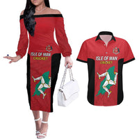 Custom Isle of Man Cricket Couples Matching Off The Shoulder Long Sleeve Dress and Hawaiian Shirt Quocunque Jeceris Stabit - Wonder Print Shop