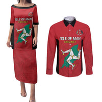 Custom Isle of Man Cricket Couples Matching Puletasi and Long Sleeve Button Shirt Quocunque Jeceris Stabit - Wonder Print Shop