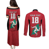 Custom Isle of Man Cricket Couples Matching Puletasi and Long Sleeve Button Shirt Quocunque Jeceris Stabit - Wonder Print Shop