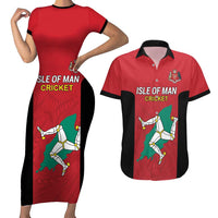 Custom Isle of Man Cricket Couples Matching Short Sleeve Bodycon Dress and Hawaiian Shirt Quocunque Jeceris Stabit - Wonder Print Shop