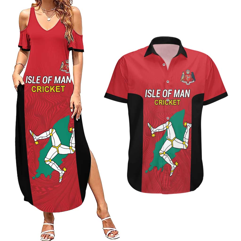 Custom Isle of Man Cricket Couples Matching Summer Maxi Dress and Hawaiian Shirt Quocunque Jeceris Stabit - Wonder Print Shop