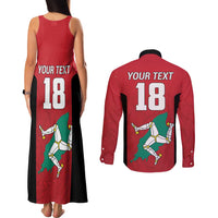 Custom Isle of Man Cricket Couples Matching Tank Maxi Dress and Long Sleeve Button Shirt Quocunque Jeceris Stabit - Wonder Print Shop