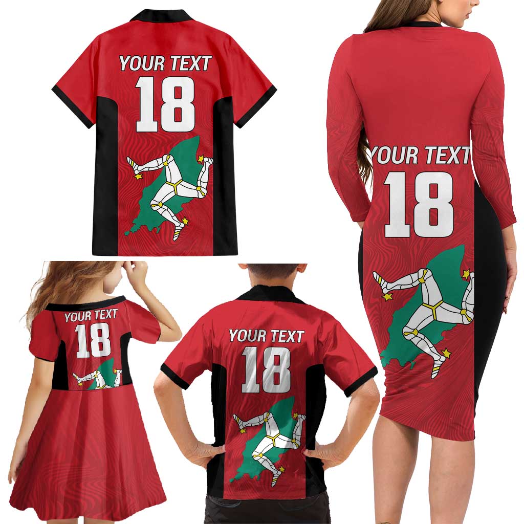 Custom Isle of Man Cricket Family Matching Long Sleeve Bodycon Dress and Hawaiian Shirt Quocunque Jeceris Stabit - Wonder Print Shop