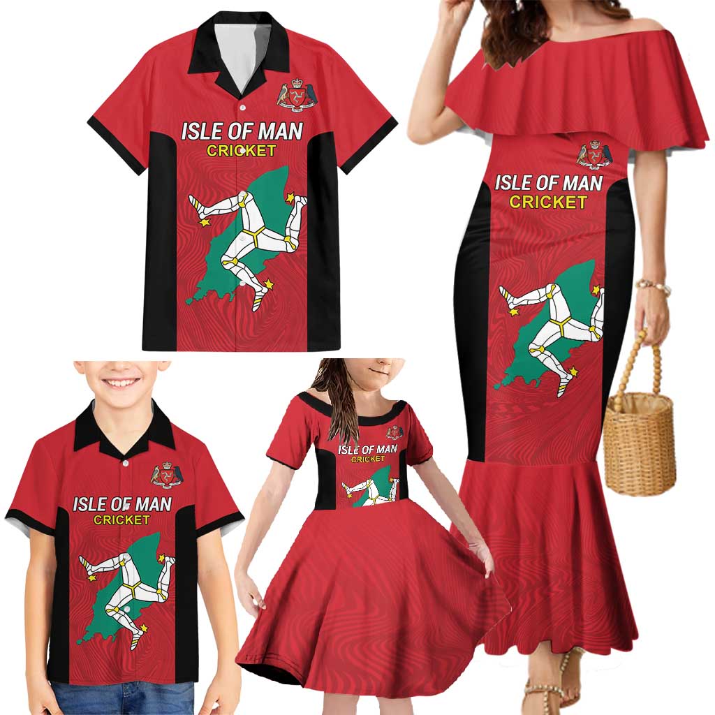 Custom Isle of Man Cricket Family Matching Mermaid Dress and Hawaiian Shirt Quocunque Jeceris Stabit - Wonder Print Shop