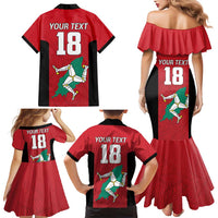 Custom Isle of Man Cricket Family Matching Mermaid Dress and Hawaiian Shirt Quocunque Jeceris Stabit - Wonder Print Shop