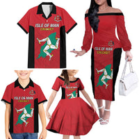 Custom Isle of Man Cricket Family Matching Off The Shoulder Long Sleeve Dress and Hawaiian Shirt Quocunque Jeceris Stabit - Wonder Print Shop