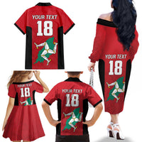 Custom Isle of Man Cricket Family Matching Off The Shoulder Long Sleeve Dress and Hawaiian Shirt Quocunque Jeceris Stabit - Wonder Print Shop