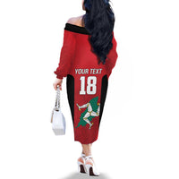 Custom Isle of Man Cricket Family Matching Off The Shoulder Long Sleeve Dress and Hawaiian Shirt Quocunque Jeceris Stabit - Wonder Print Shop