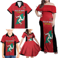Custom Isle of Man Cricket Family Matching Off Shoulder Maxi Dress and Hawaiian Shirt Quocunque Jeceris Stabit - Wonder Print Shop