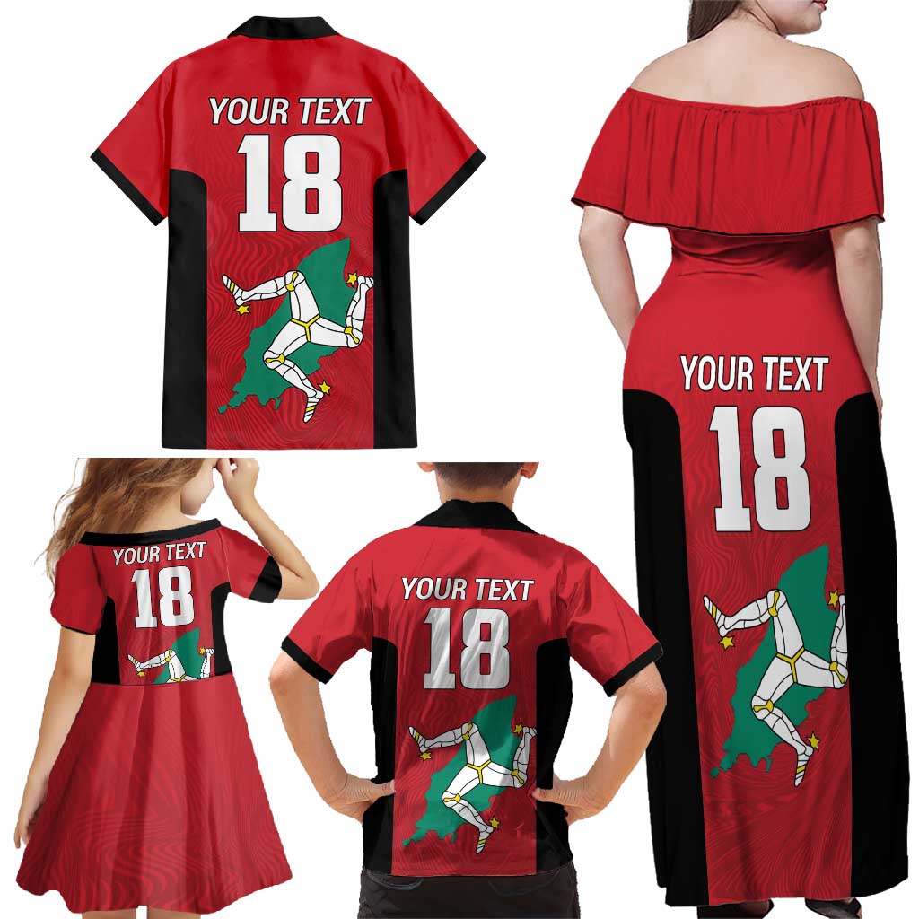 Custom Isle of Man Cricket Family Matching Off Shoulder Maxi Dress and Hawaiian Shirt Quocunque Jeceris Stabit - Wonder Print Shop