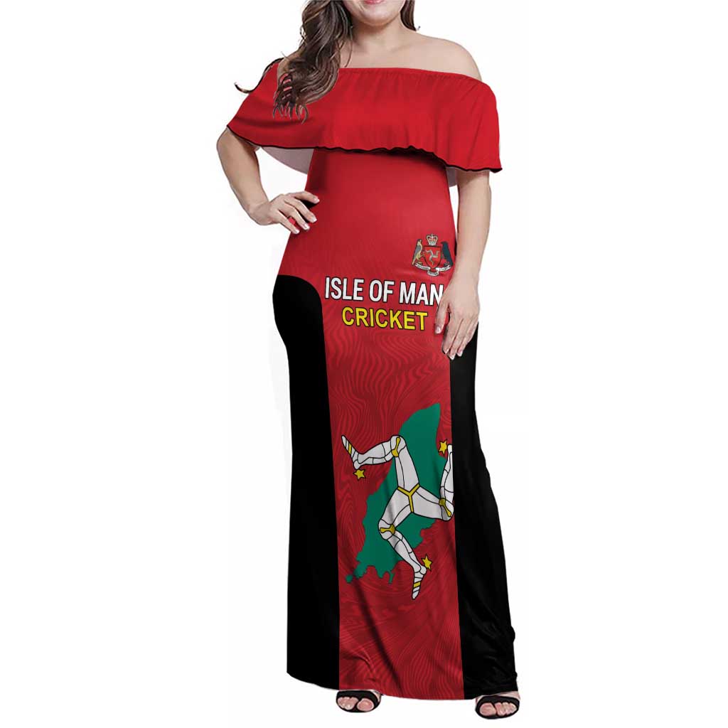 Custom Isle of Man Cricket Family Matching Off Shoulder Maxi Dress and Hawaiian Shirt Quocunque Jeceris Stabit - Wonder Print Shop