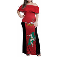 Custom Isle of Man Cricket Family Matching Off Shoulder Maxi Dress and Hawaiian Shirt Quocunque Jeceris Stabit - Wonder Print Shop