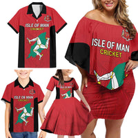 Custom Isle of Man Cricket Family Matching Off Shoulder Short Dress and Hawaiian Shirt Quocunque Jeceris Stabit - Wonder Print Shop
