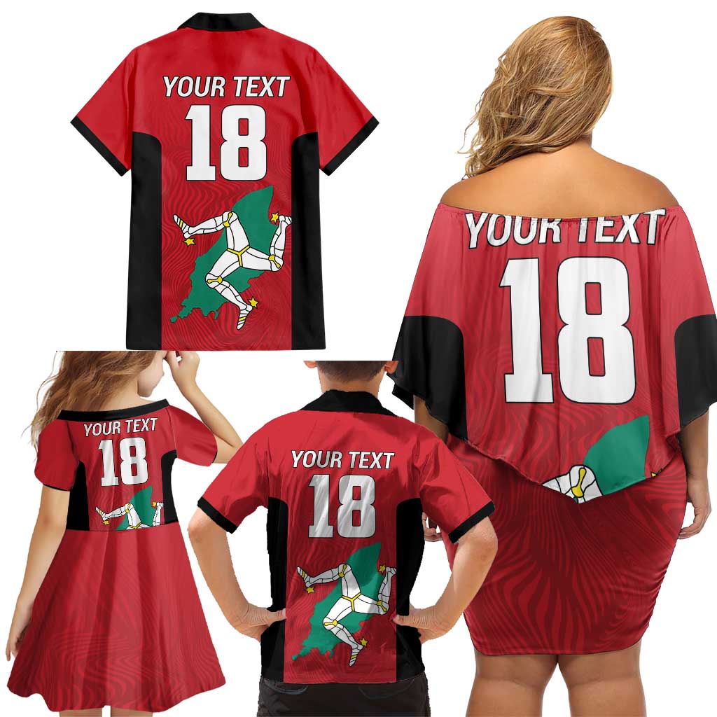 Custom Isle of Man Cricket Family Matching Off Shoulder Short Dress and Hawaiian Shirt Quocunque Jeceris Stabit - Wonder Print Shop