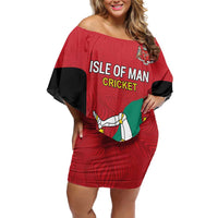 Custom Isle of Man Cricket Family Matching Off Shoulder Short Dress and Hawaiian Shirt Quocunque Jeceris Stabit - Wonder Print Shop