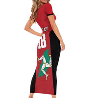 Custom Isle of Man Cricket Family Matching Short Sleeve Bodycon Dress and Hawaiian Shirt Quocunque Jeceris Stabit - Wonder Print Shop