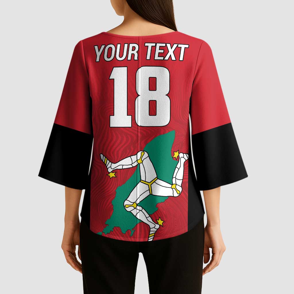 Custom Isle of Man Cricket Kimono Sleeve Blouse Quocunque Jeceris Stabit - Wonder Print Shop